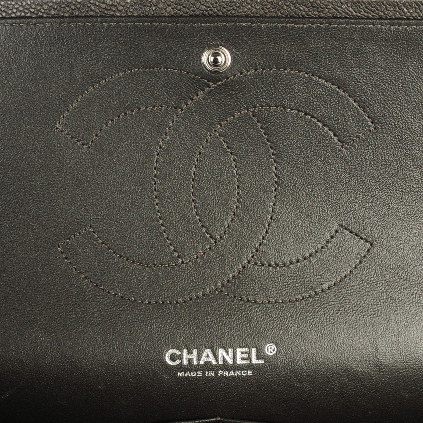 Metallic Caviar Quilted Jumbo Double Flap Dark Silver