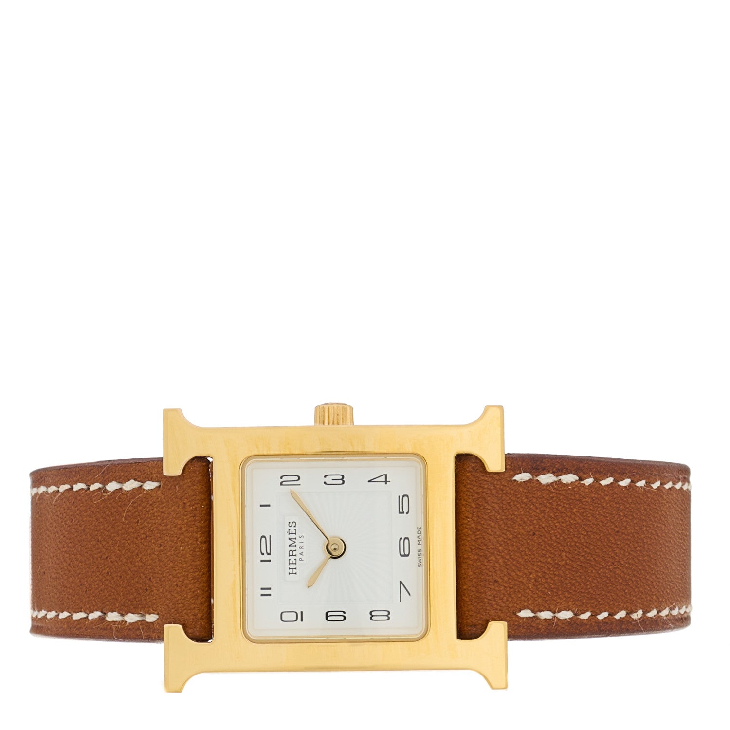Hermes Stainless Steel Barenia 21mm Heure H Hour Quartz Watch Fauve 2 of 5