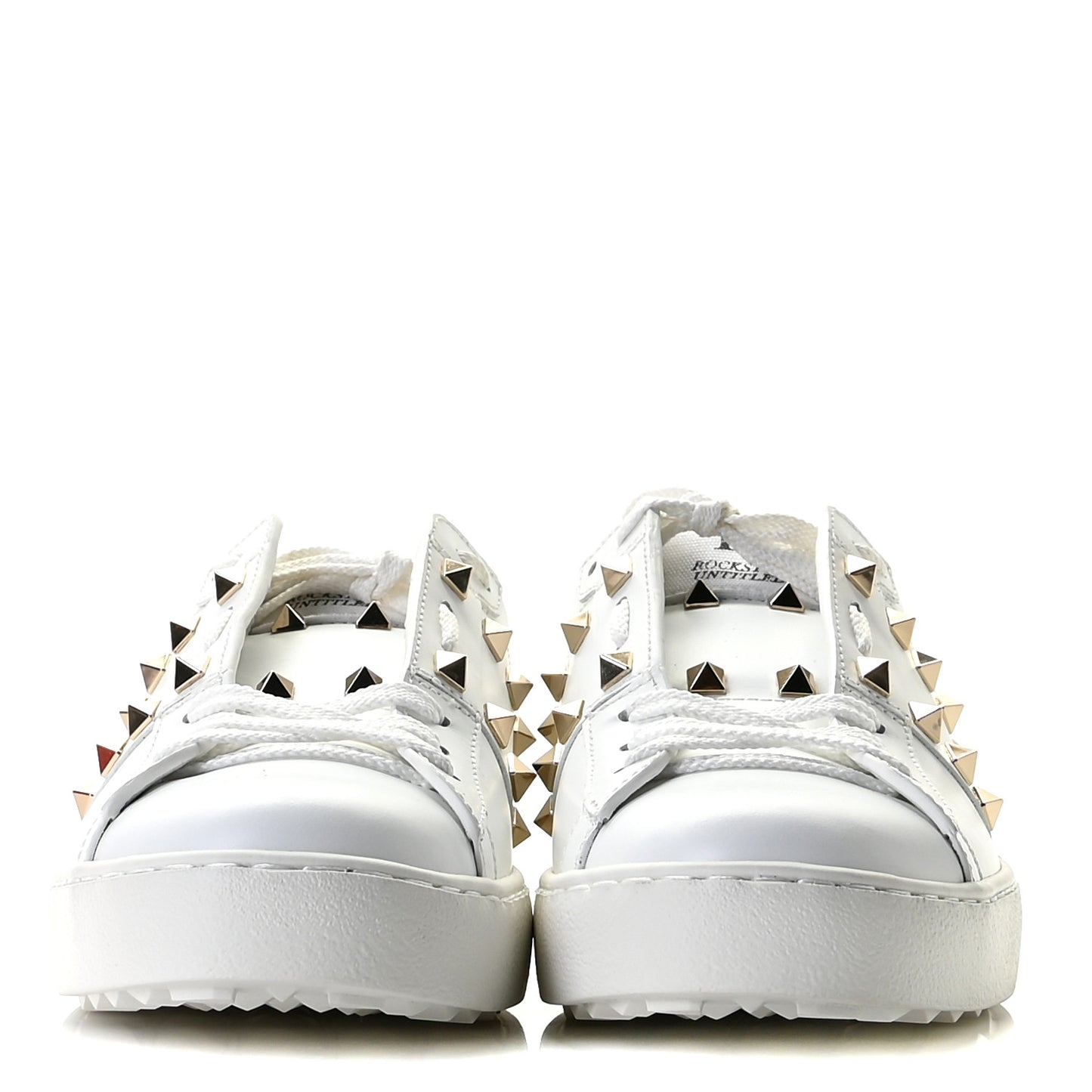 Calfskin Untitled Rockstud Sneakers 38.5 White