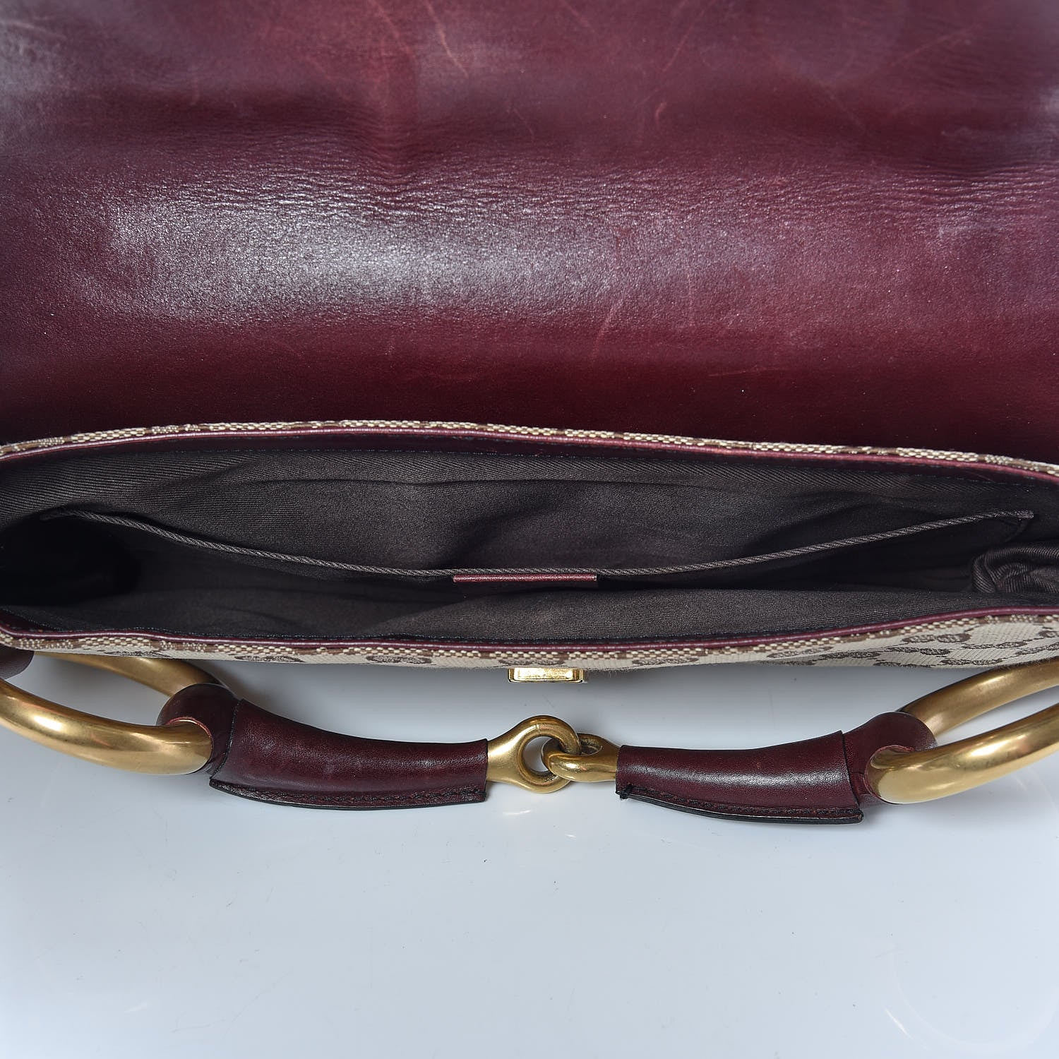 Gucci Monogram Studded Large Horsebit Clutch Bordeaux 7 of 12