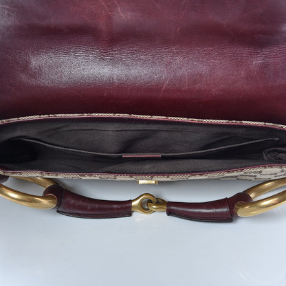 Gucci Monogram Studded Large Horsebit Clutch Bordeaux 7 of 12