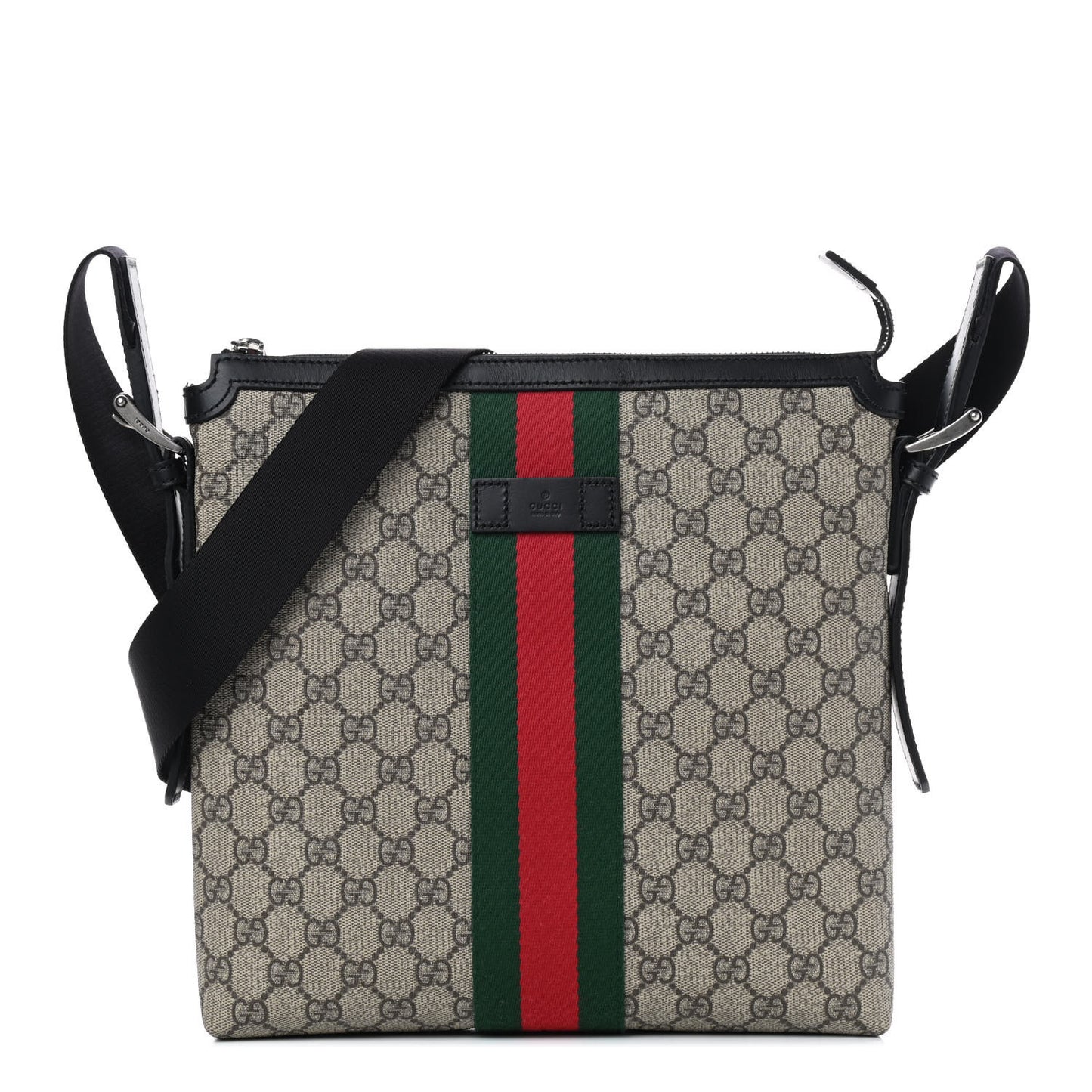 GG Supreme Monogram Web Messenger Bag Black
