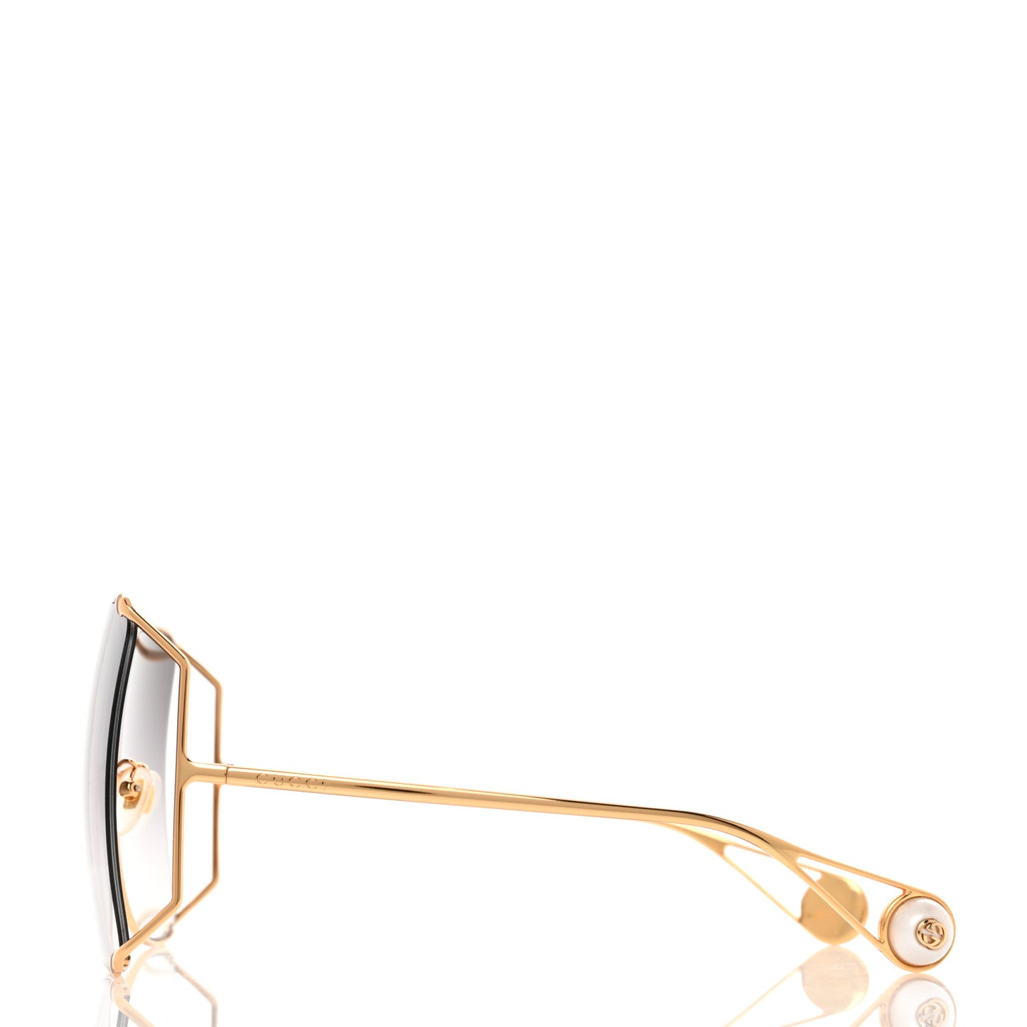 Oversized Round Sunglasses GG0252S Gold Brown