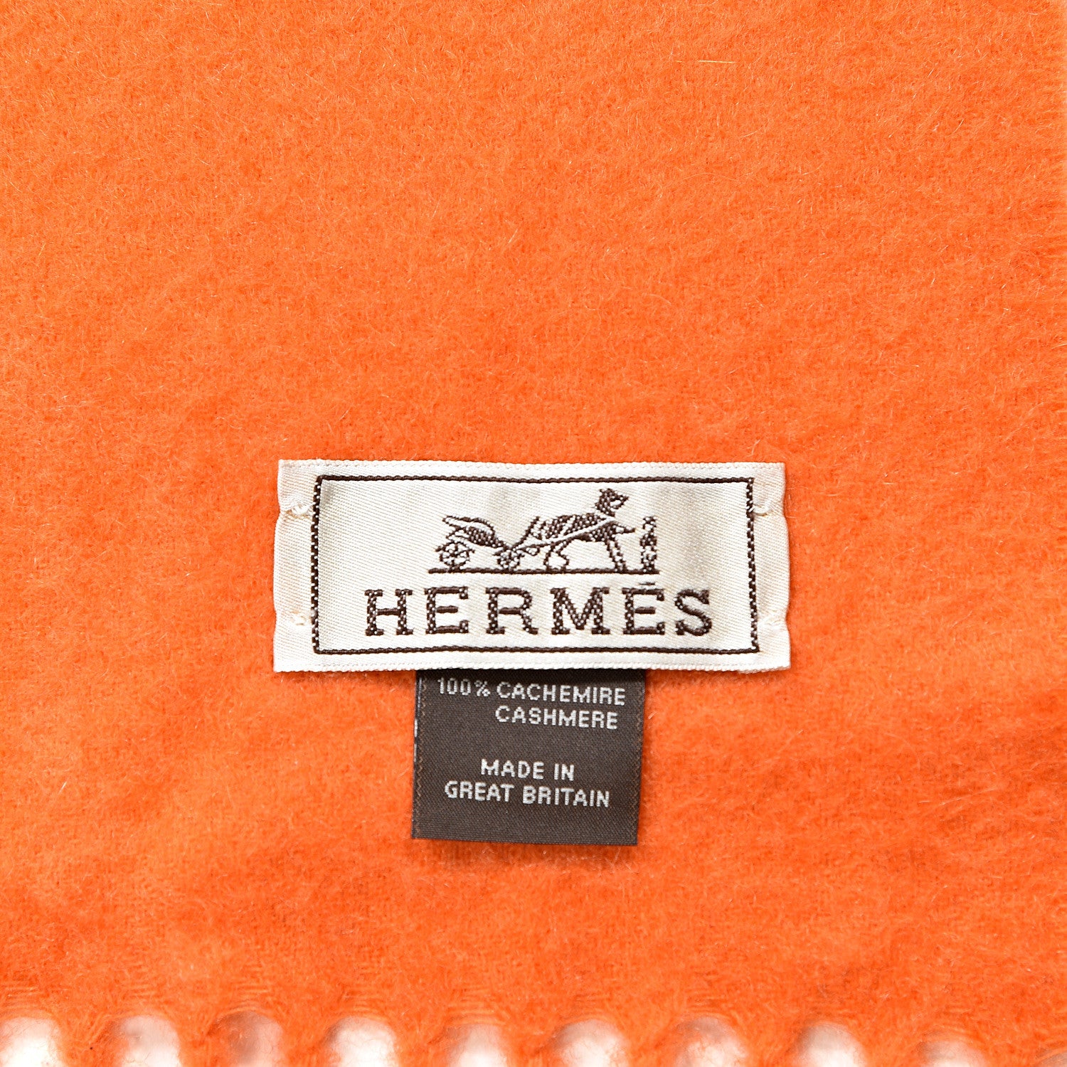 Hermes Cashmere Horseshoe Shawl Orange 4 of 4