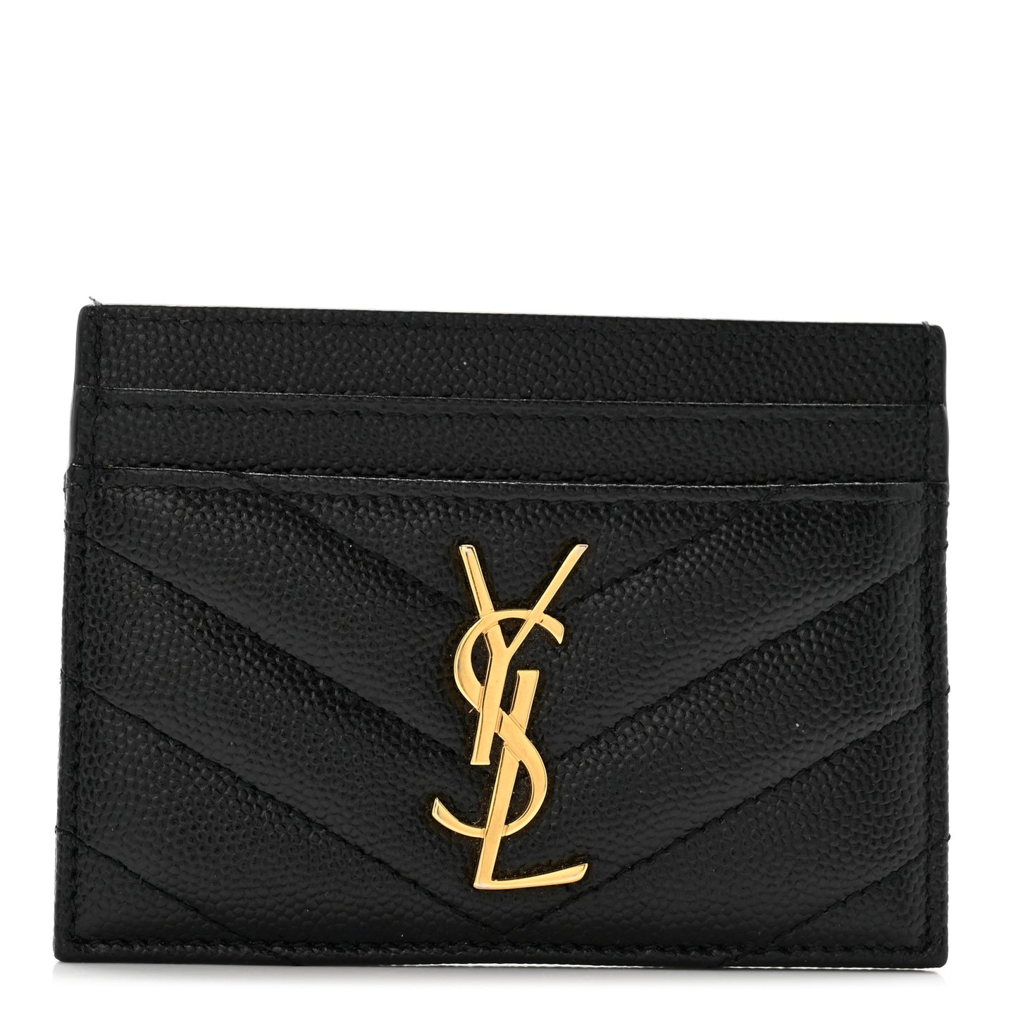 Grain De Poudre Matelasse Chevron Monogram Credit Card Case Black