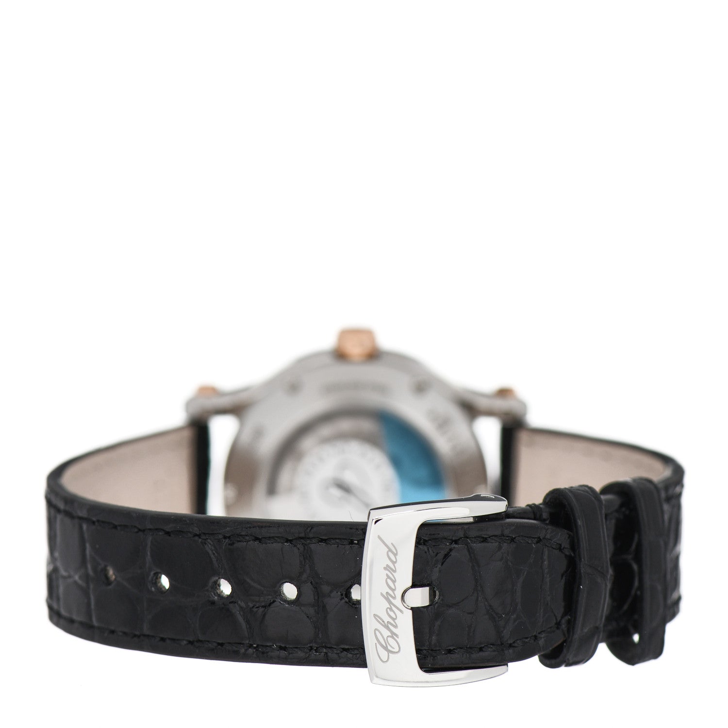 Chopard Stainless Steel 18K Rose Gold Alligator 5 Diamond 30mm Happy Sport Automatic Watch 3 of 5