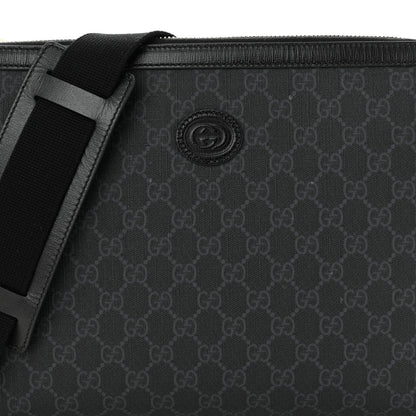 Gucci GG Supreme Monogram Azalea Calfskin Retro Interlocking G Wristlet Messenger Bag Black 7 of 13