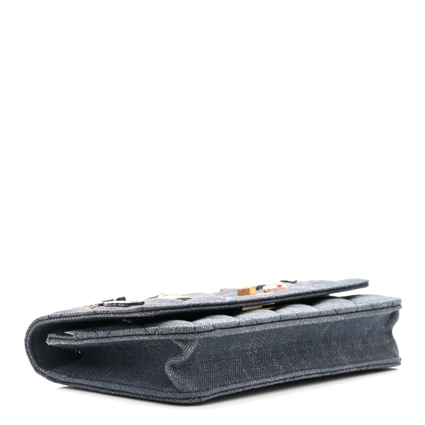 Denim Quilted Lucky Charms Reissue Wallet On Chain WOC Blue