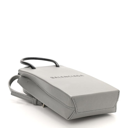 Balenciaga Squared Calfskin Logo Shopping Phone Holder Bag Balenciaga Grey 4 of 7