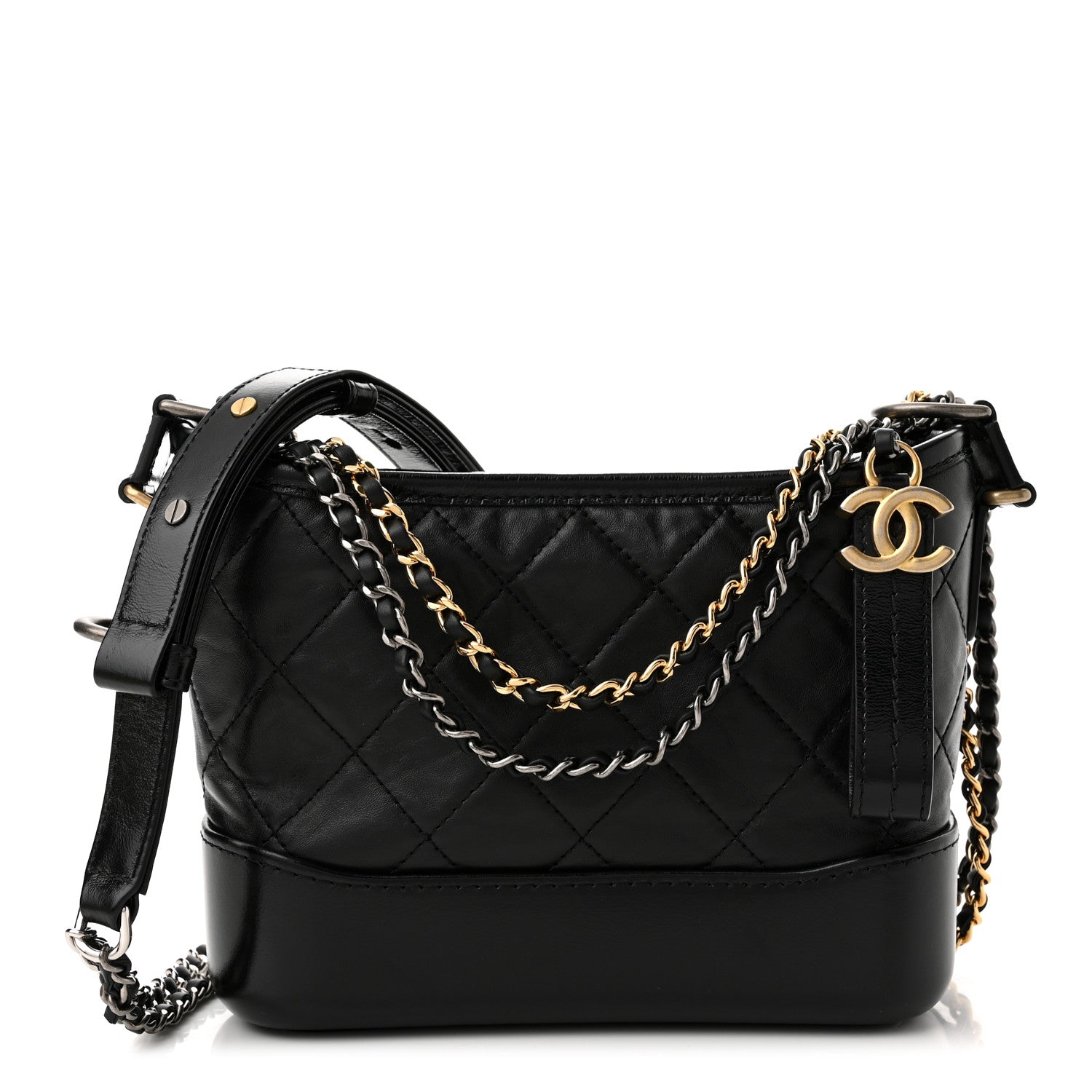 Chanel Aged Calfskin Quilted Small Gabrielle Hobo Black 1 of 11