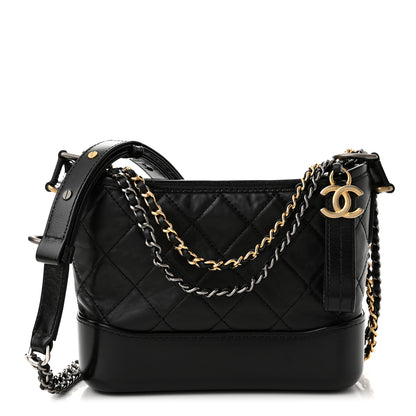 Chanel Aged Calfskin Quilted Small Gabrielle Hobo Black 1 of 11