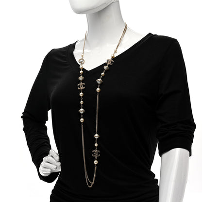 Chanel Pearl Chain CC Multi Strand Necklace Gold 2 of 5