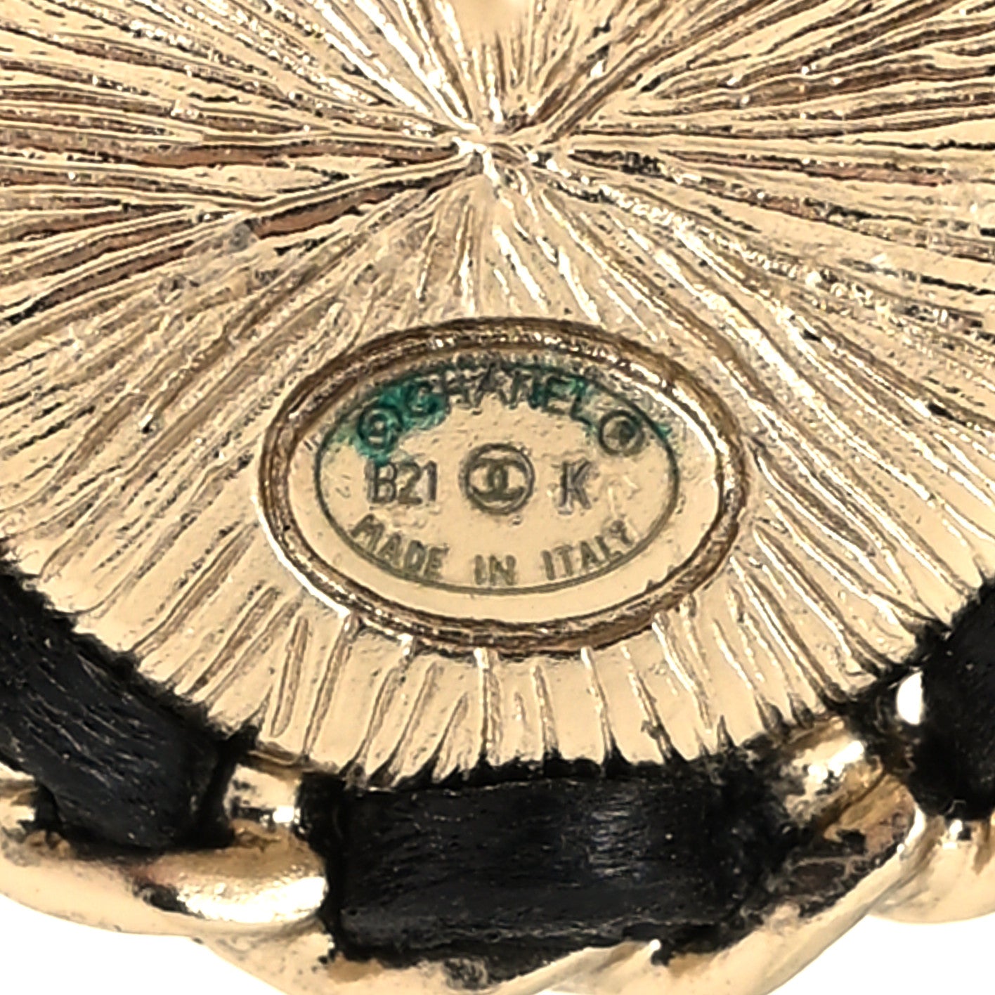 Pearl Crystal Lambskin CC Earrings Gold Black