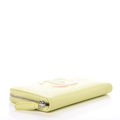 Chanel Caviar CC Medium Zip Around Wallet Light Pink Light Green 4 of 10