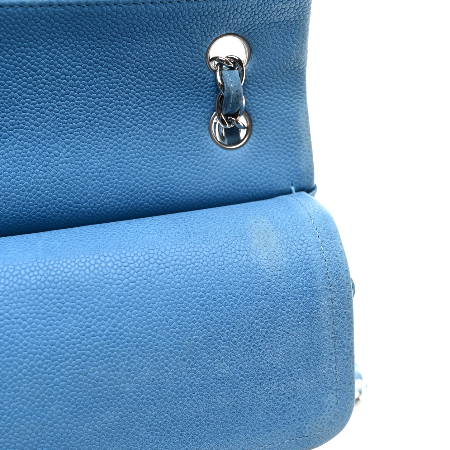 Iridescent Caviar Quilted Jumbo Double Flap Blue