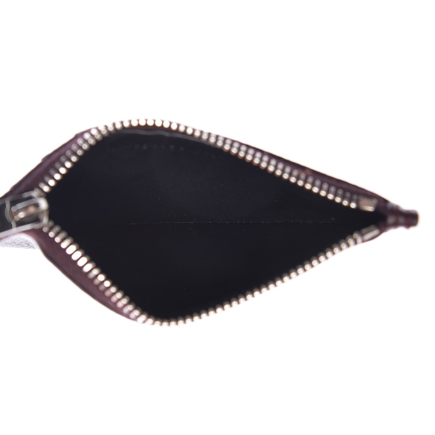 Grained Calfskin 5 Fragments Zip Pouch Card Holder Amaranto