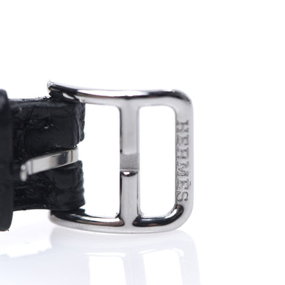 Hermes Stainless Steel Alligator Diamond 17mm Nantucket Jete De Diamants Quartz Watch Noir 8 of 9
