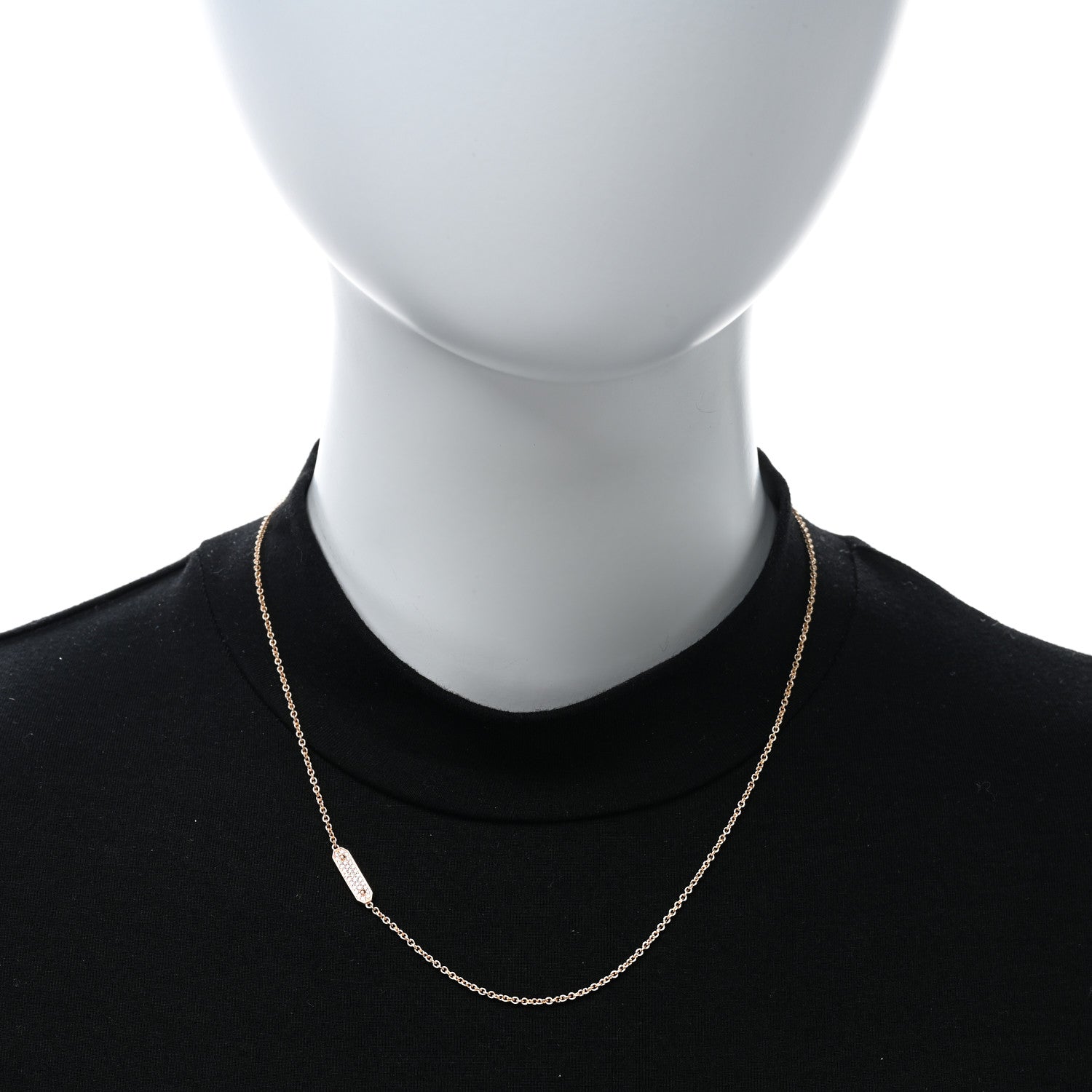 Tiffany 18K Rose Gold Diamond Tag Chain Necklace 2 of 5