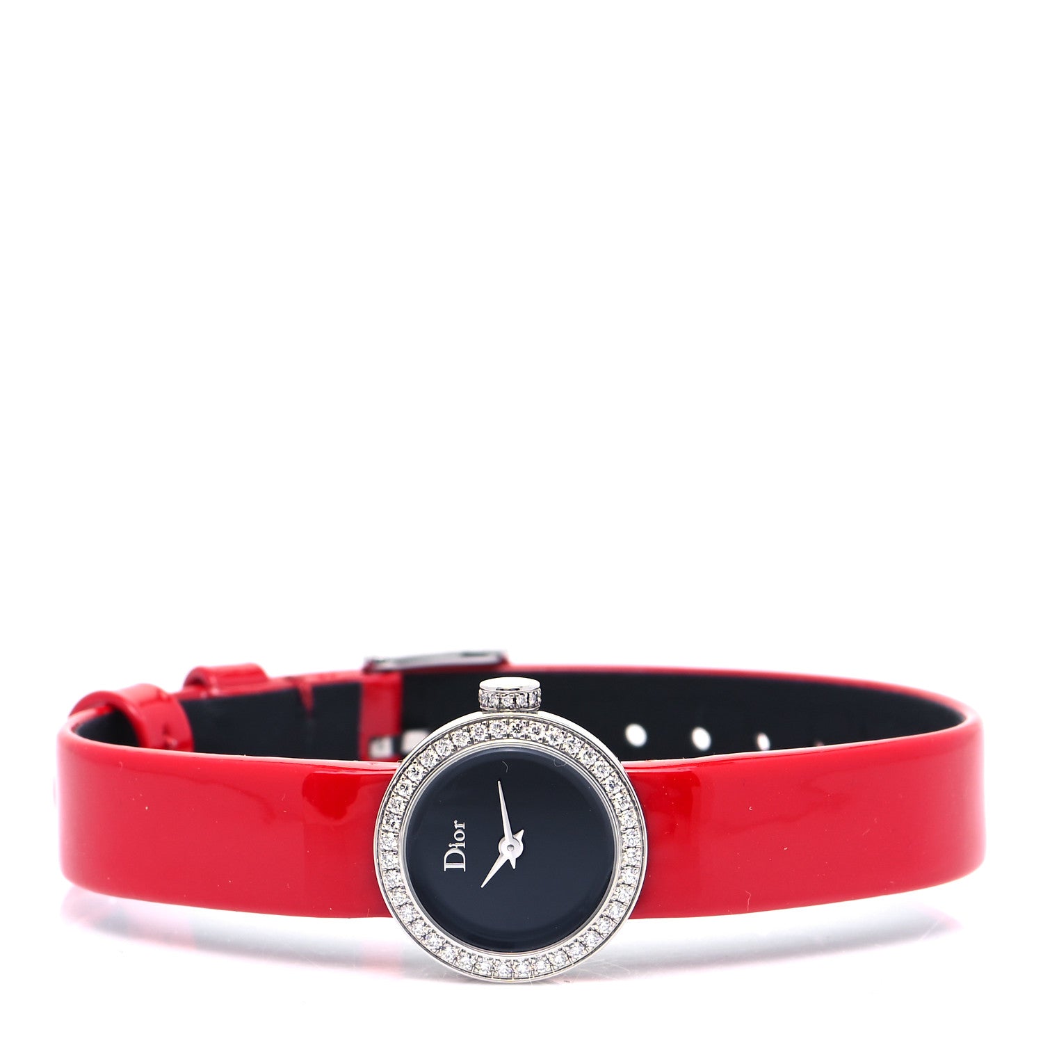 Christian Dior Stainless Steel Patent Diamond Bezel 19mm La D De Dior Quartz Watch Black 2 of 5