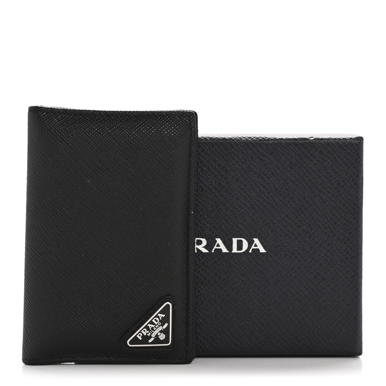 Prada Saffiano Triangle Card Holder Black 1779056 – FASHIONPHILE