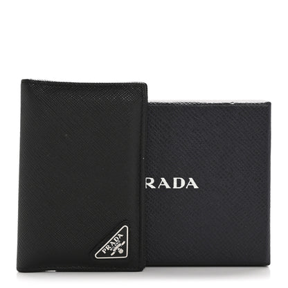 Prada Saffiano Triangle Card Holder Black 10 of 10