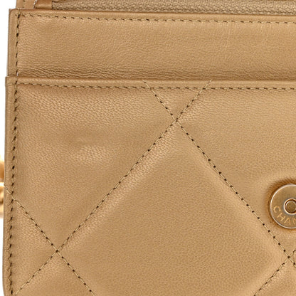 Chanel Metallic Goatskin Quilted Chanel 19 Wallet On Chain WOC Gold 12 of 13