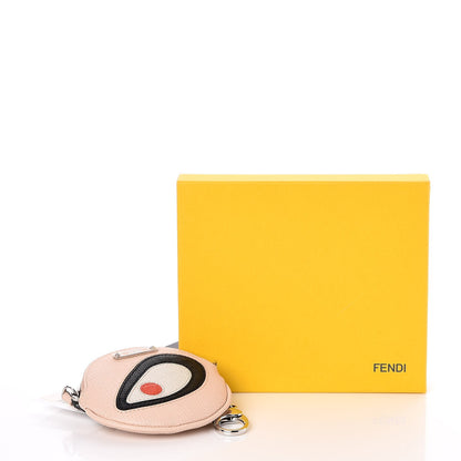 Fendi Saffiano Monster Eye Coin Purse Key Case Rosa Plaster 8 of 8