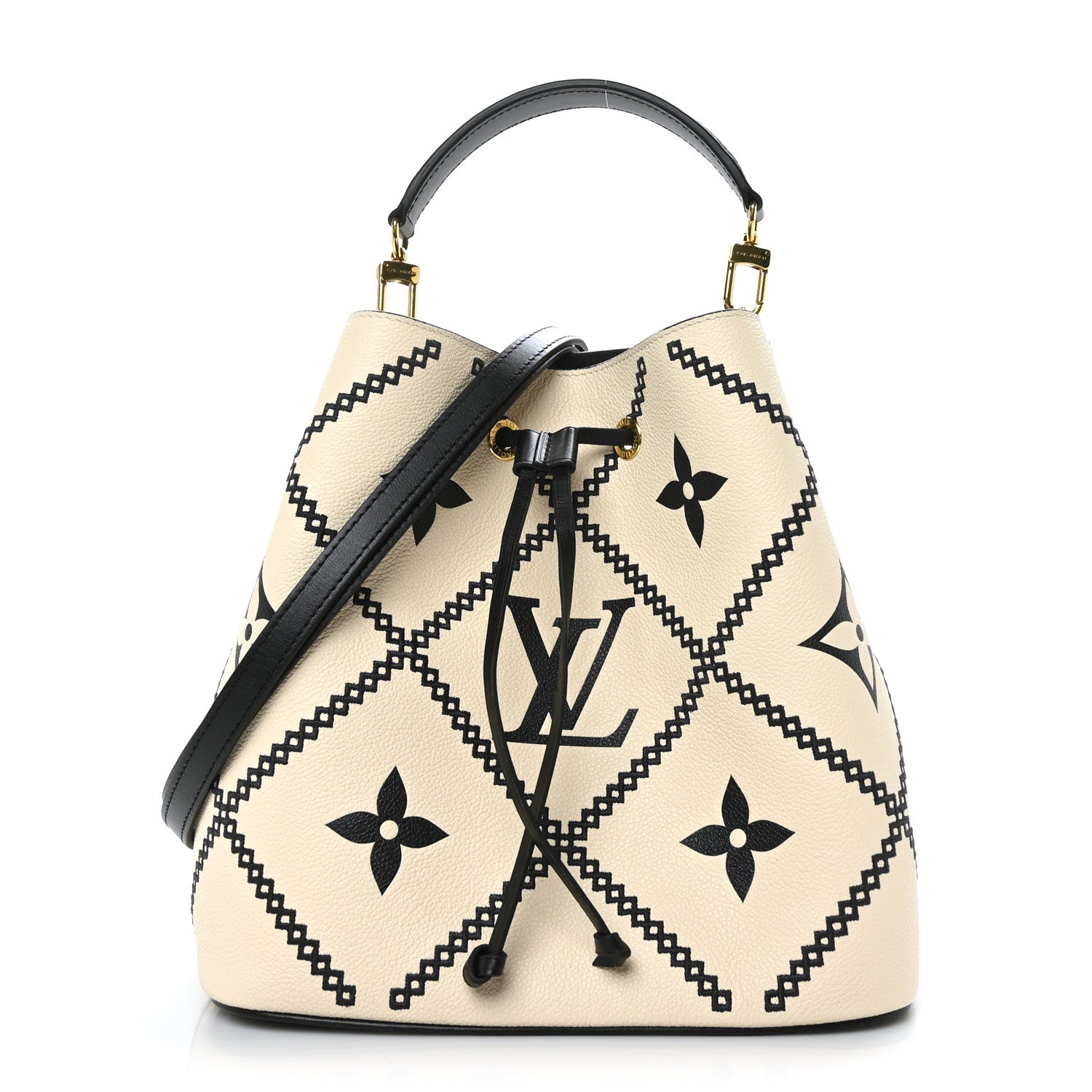 Louis Vuitton Empreinte Monogram Giant Broderies Neonoe MM Cream Black 1 of 11