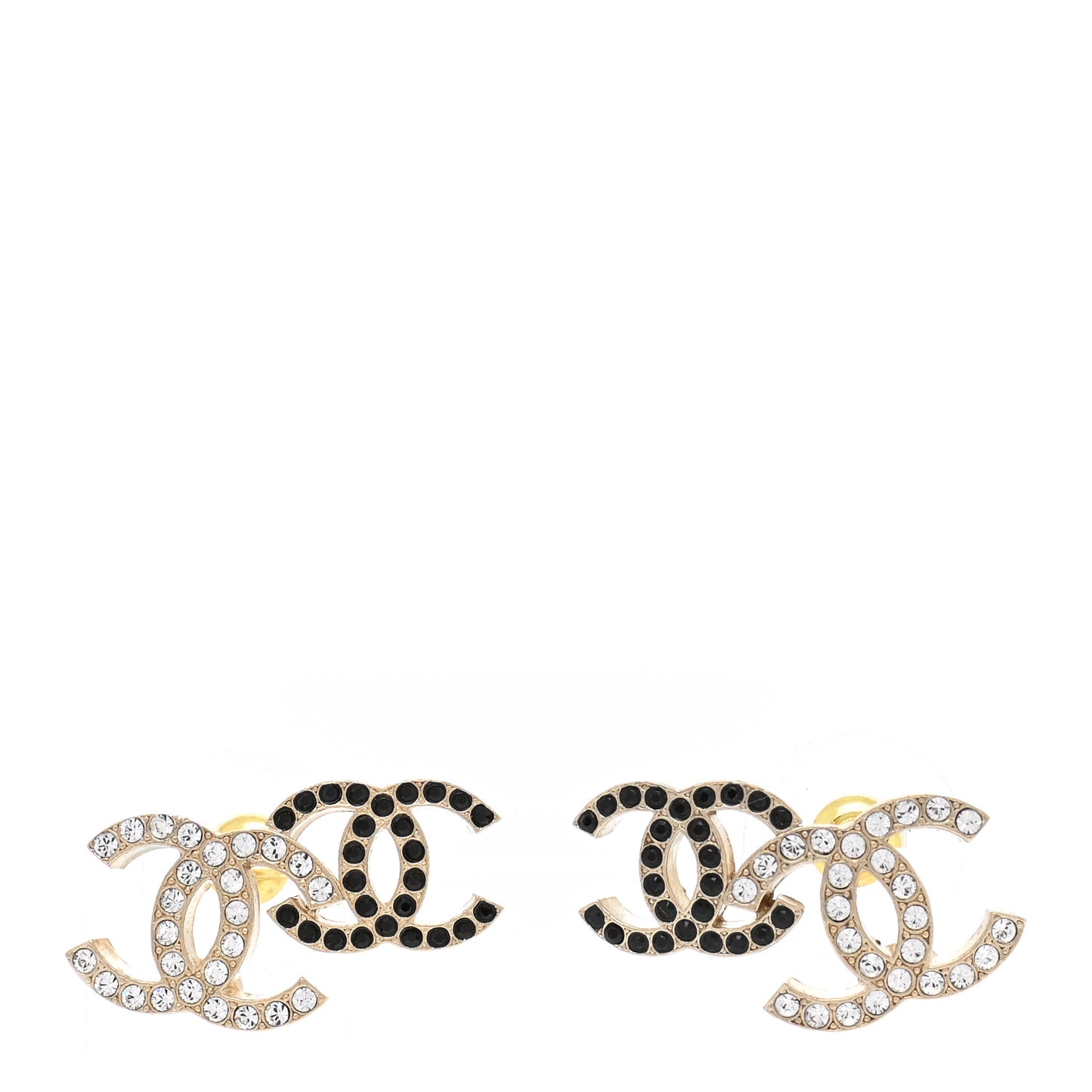 Crystal Double CC Earrings Gold Black