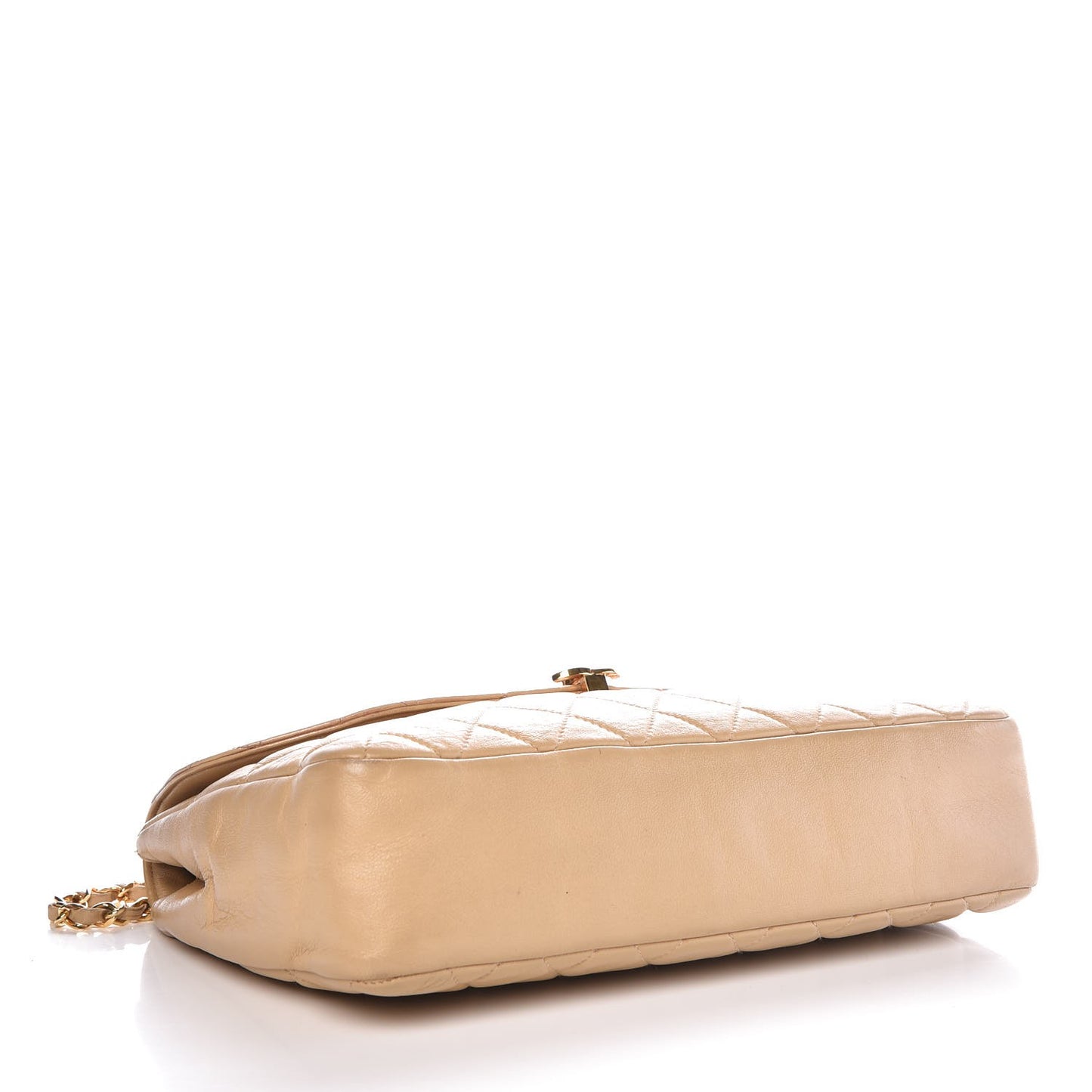 Lambskin Quilted Jumbo Single Flap Beige