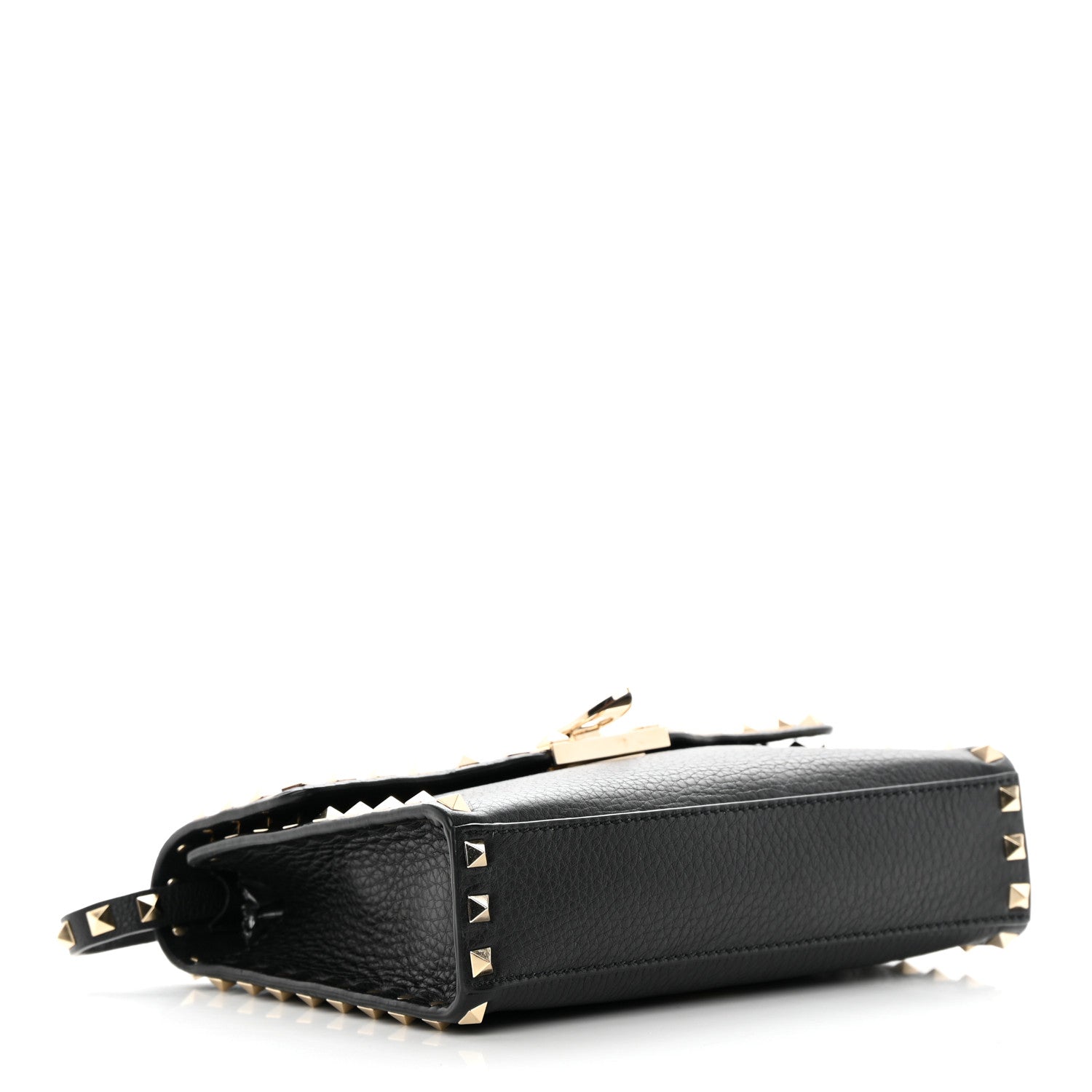 Valentino Garavani Pebbled Calfskin Medium Rockstud Flip Lock Crossbody Bag Black 4 of 13