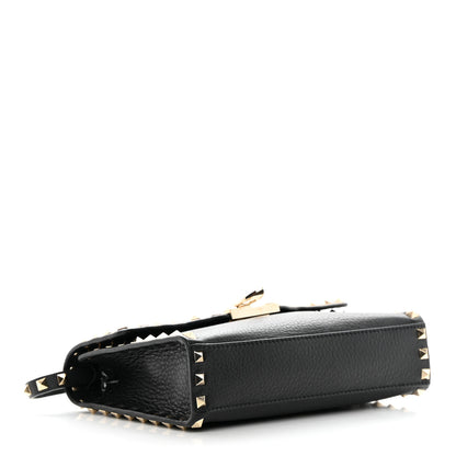 Valentino Garavani Pebbled Calfskin Medium Rockstud Flip Lock Crossbody Bag Black 4 of 13