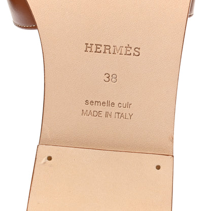 Hermes Box Calfskin Oran Sandals 38 Gold 6 of 9