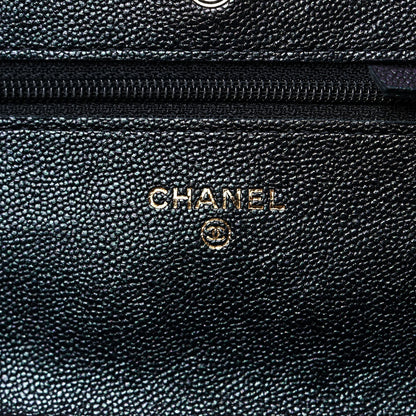 Chanel Iridescent Caviar Quilted Wallet On Chain WOC Black 6 of 11