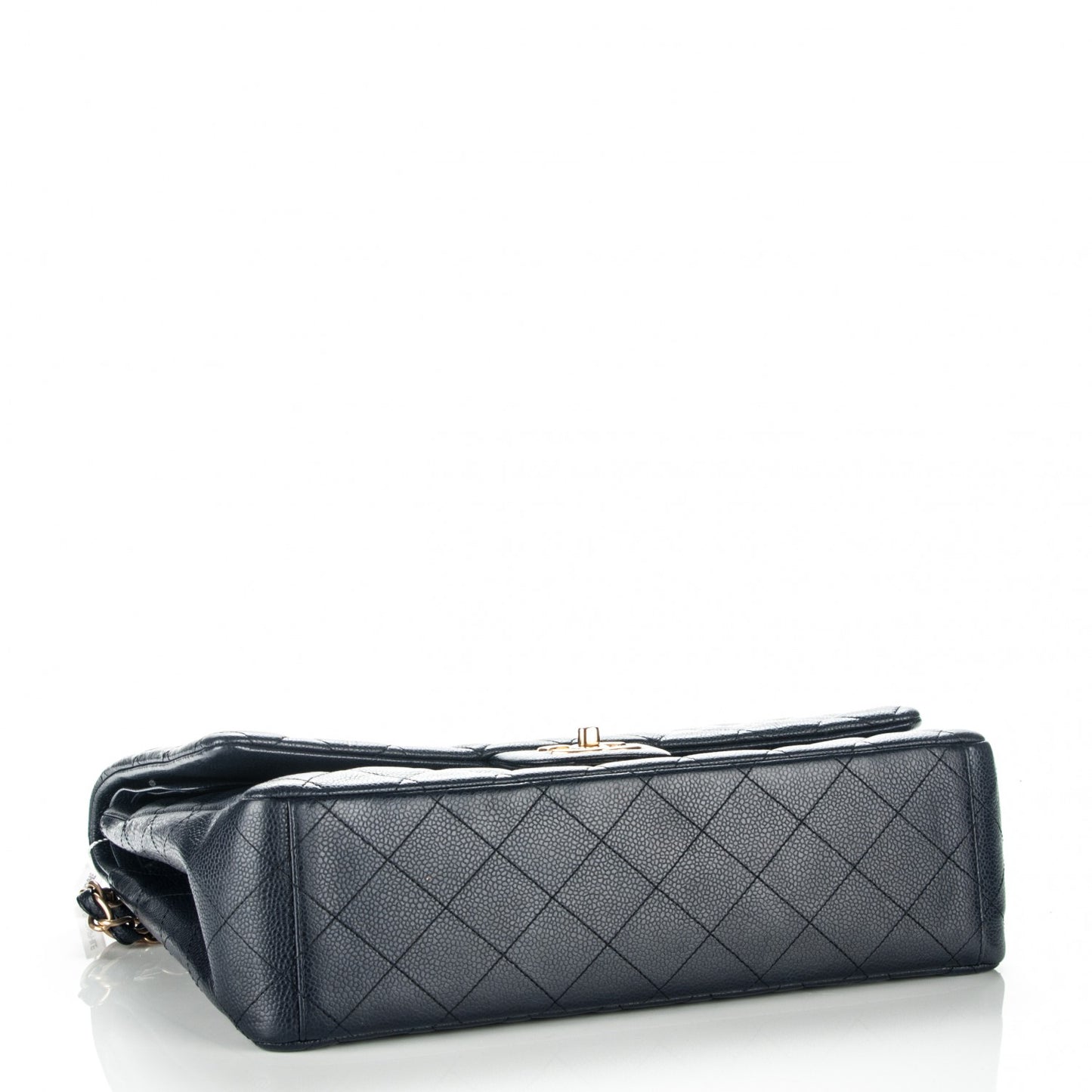 Caviar Quilted Maxi Double Flap Navy Blue