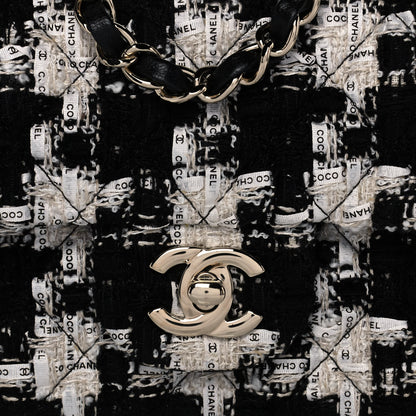 Chanel Tweed Quilted Mini Rectangular Flap Black Ecru White 8 of 16