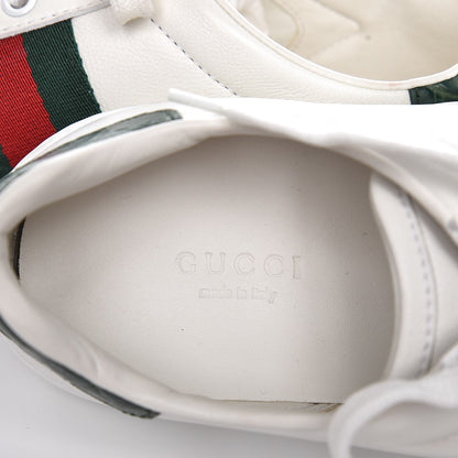 Gucci Calfskin Crocodile Web Ace Sneakers 37 White Green 7 of 21