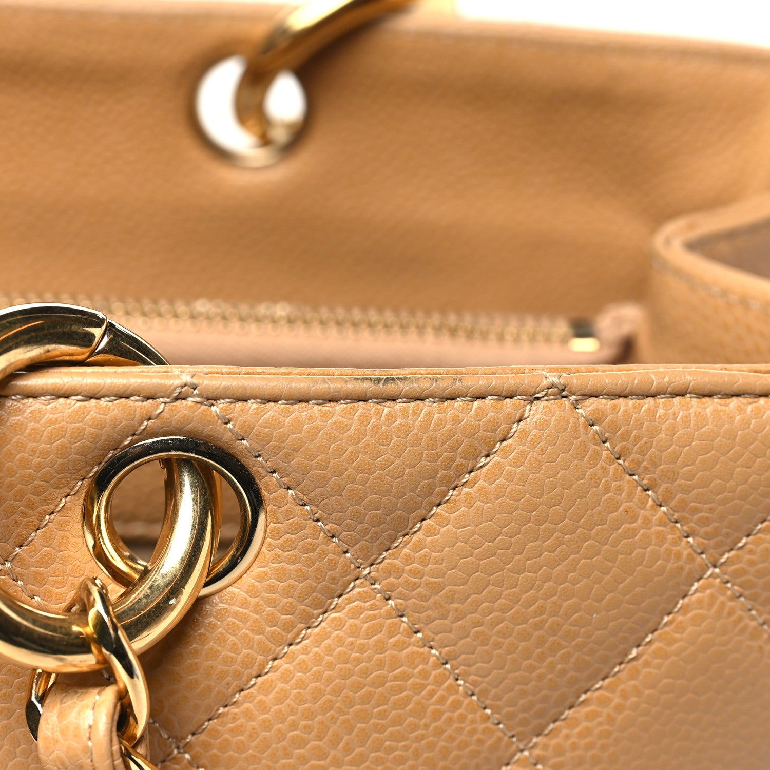 Chanel Caviar Quilted Grand Shopping Tote GST Dark Beige 12 of 14