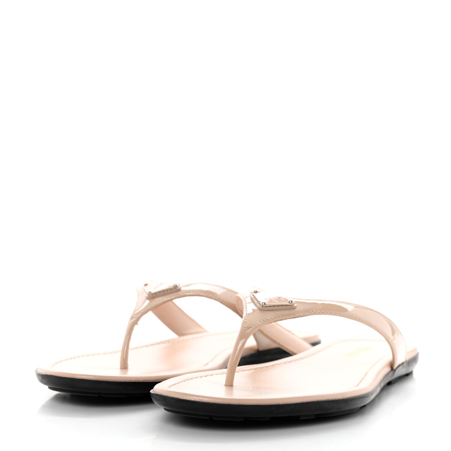 Patent Calfskin Logo Thong Sandals 40 Cipria