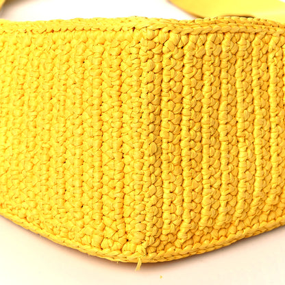 Prada Yarn Raffia Effect Crochet Triangle Shoulder Bag Giallo 12 of 12