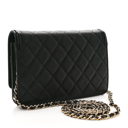 Chanel Caviar Quilted CC Filigree Wallet On Chain WOC Black 3 of 9