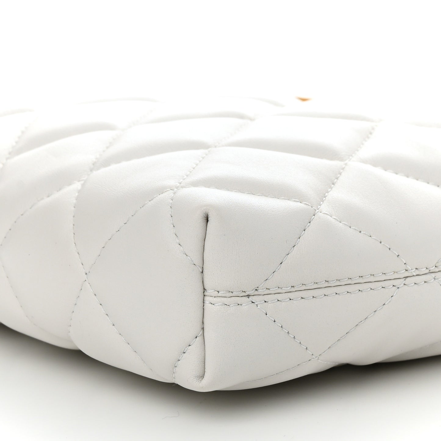 Nappa Calfskin Quilted Touch B Camera Shoulder Bag White