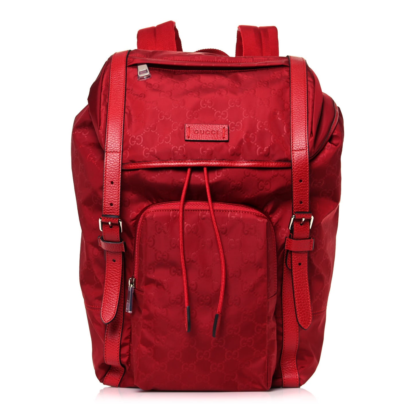 Nylon Monogram Dollar Calfskin Medium Light Double Buckle Backpack Vibrant Red
