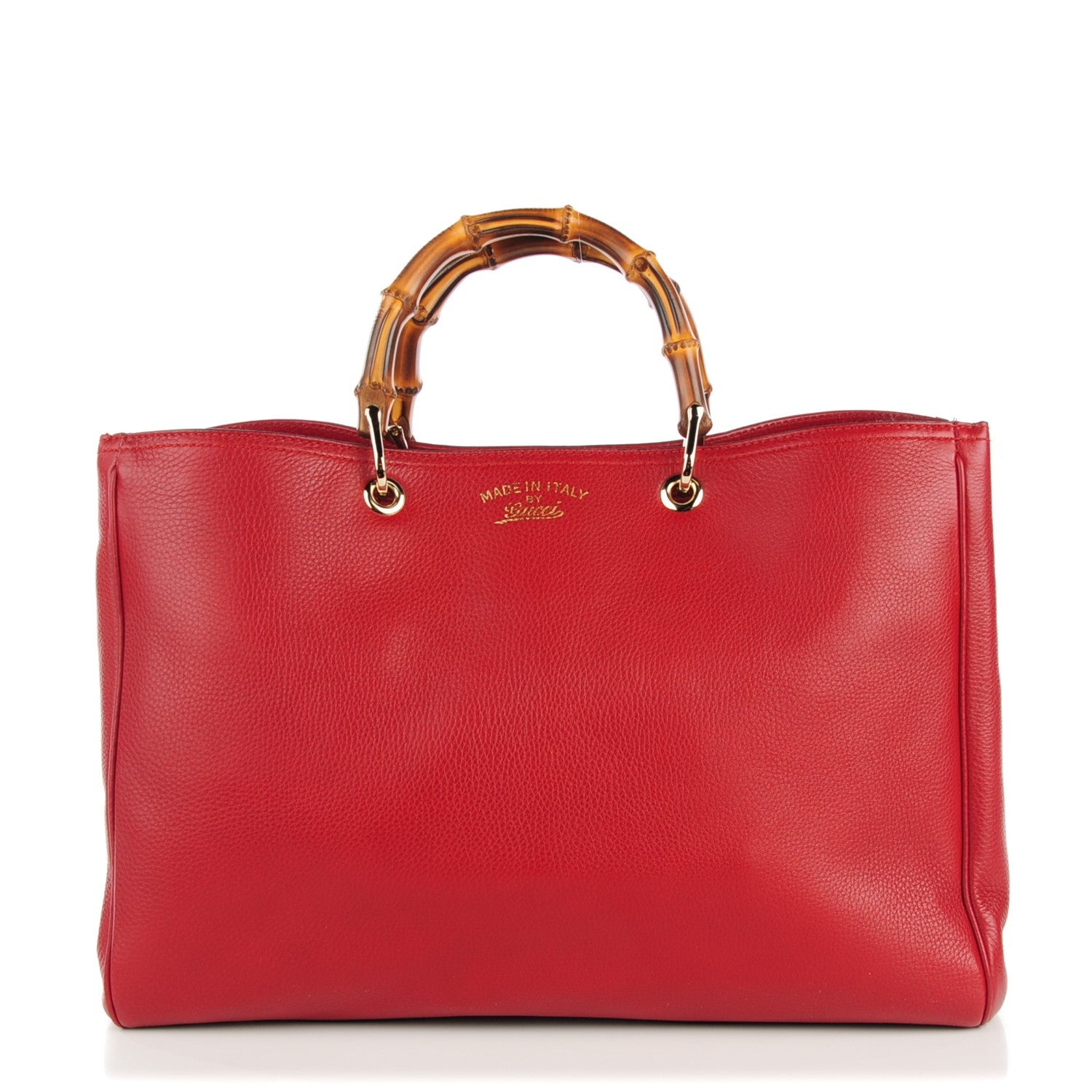 Gucci Calfskin Large Bamboo Shopper Tote Red 1 of 7