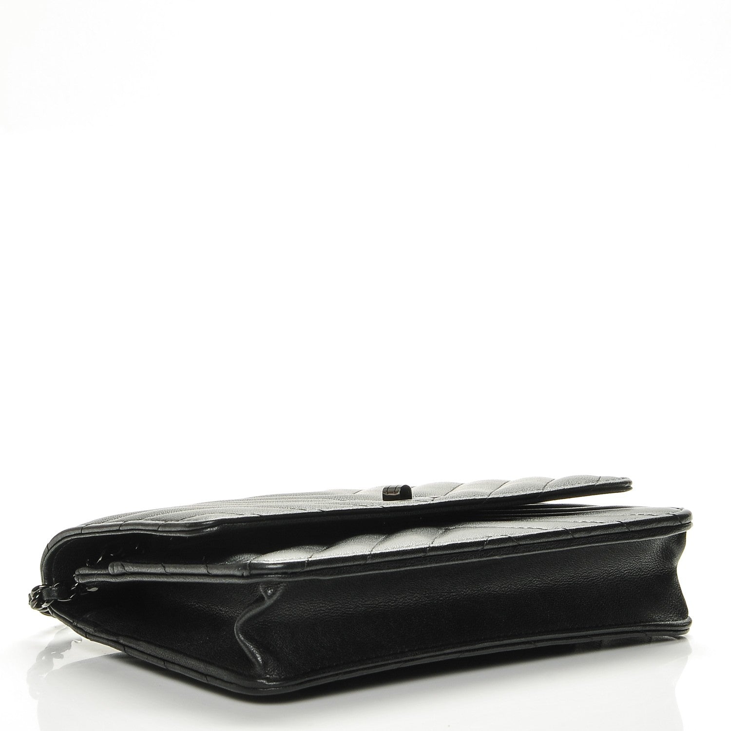 Chanel Sheepskin Chevron Reissue Wallet On Chain WOC So Black 4 of 9
