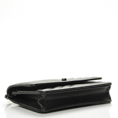 Chanel Sheepskin Chevron Reissue Wallet On Chain WOC So Black 4 of 9