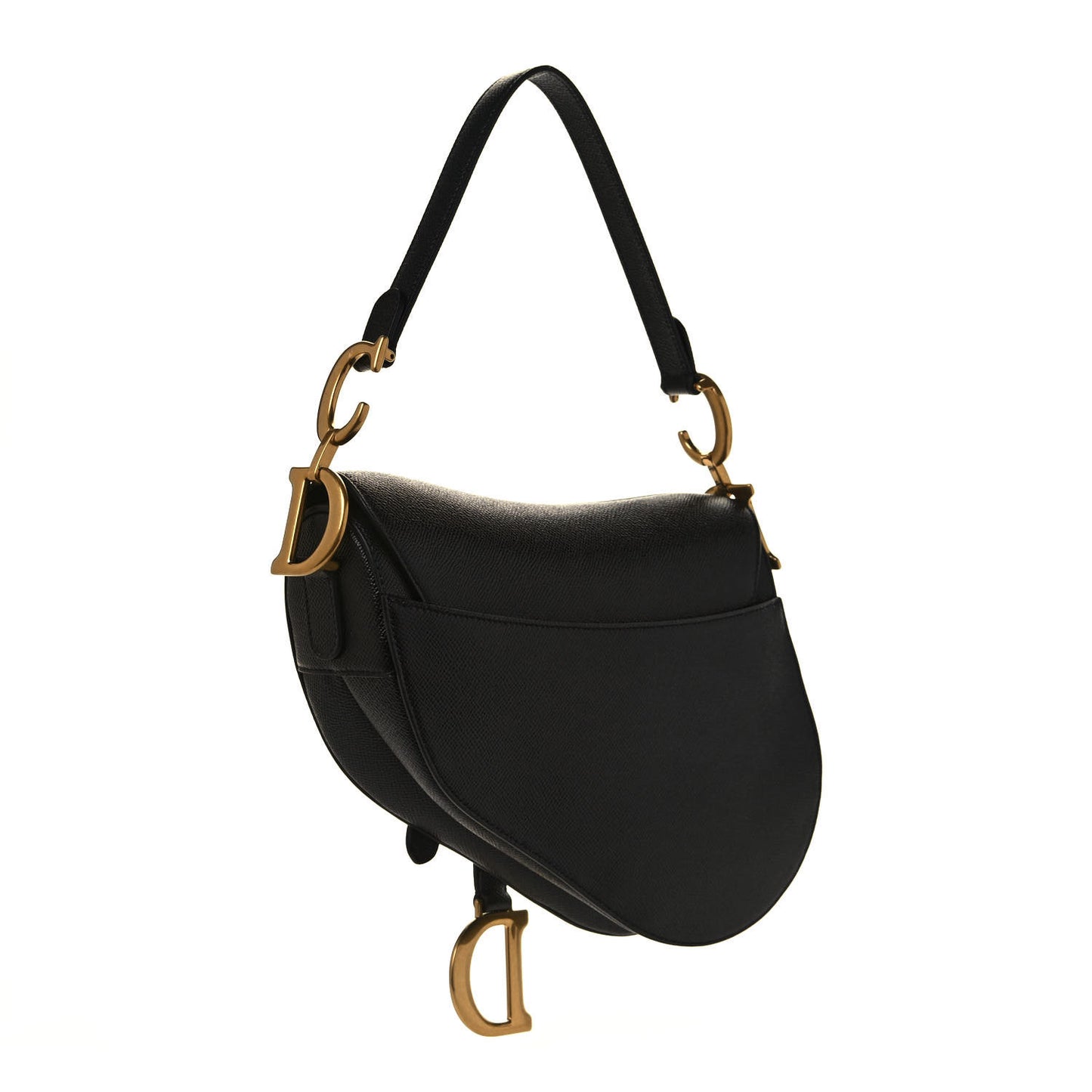 Grained Calfskin Saddle Bag Black