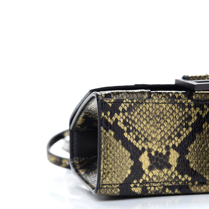 Balenciaga Shiny Calfskin Snakeskin Embossed Hourglass Top Handle Bag XS Gold Black 7 of 8