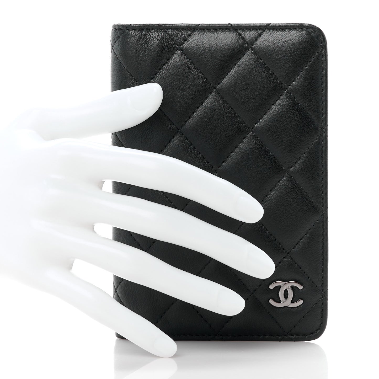 Lambskin Quilted Small Agenda Cover Black