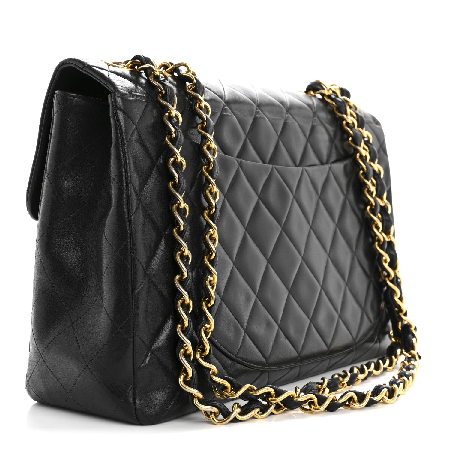 Chanel Lambskin Quilted XL Jumbo Single Flap Black 4 of 13